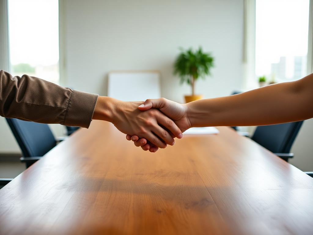 Stretta di mano in ambiente professionale