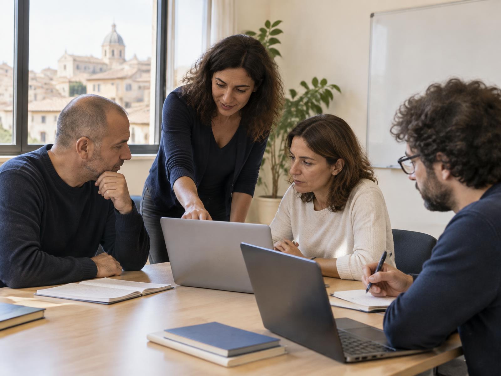 Modulo di formazione con un piccolo gruppo di adulti